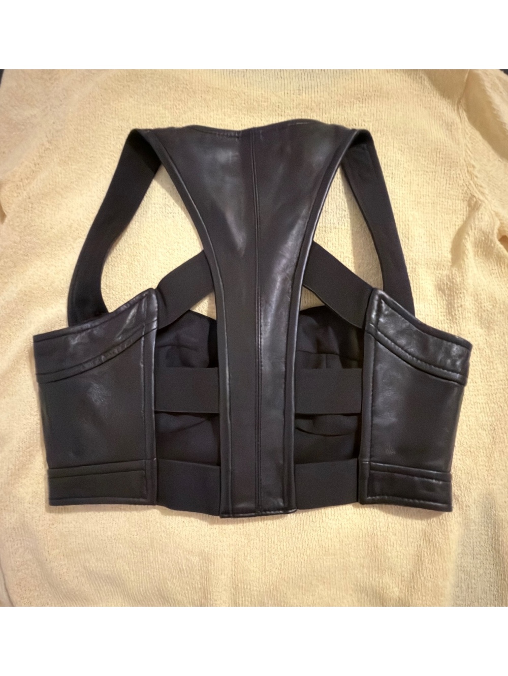 BCBGMAXAZRIA Mante Black Lamb Leather Corset Top S - Picture 3 of 6